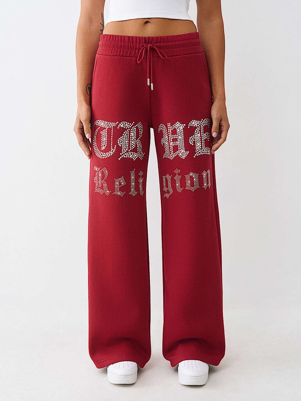 True Religion Crystal Logo Baggy Sweat-pant Maroon Size XL